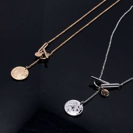 Luxury Jewellery Hemes Necklace New Coin Necklace High Definition Steel Seal Plated Rose Gold Platinum Cnc Precision Carved Tassel Collar Chain Female