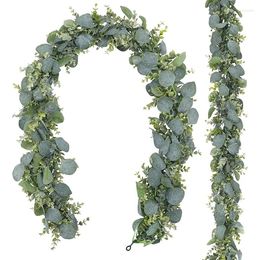 Decorative Flowers Promotion! 2 Pack 5.5Ft Artificial Eucalyptus Garland Spring Fake Greenery Hanging Plants For Wedding Home