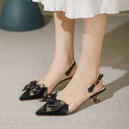 Top Summer Sandal Women Stiletto Shoes Sandals Fairy Style Medium Heel Womens Thin Transparent Pointed Fashion 240228