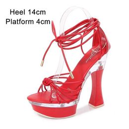 Dress Shoes Shuzumiao Women Sandals 2021 Summer New Fashion Narrow Band Thick heel Waterproof Platform High Heels Female Catwalk H2403255