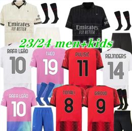 AC M Milan soccer jerseys 2023 2024 REBIC THEO REIJNDERS KESSIE DE KETELAERE RAFA LEAO GIROUD PULISIC R.LEAO football shirts IBRAHIMOVIC men kids kit Uniformi