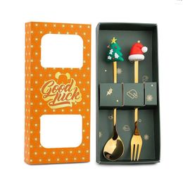 Spoons Christmas Theme Fork Spoon Set Cute Exquisite Gift Stainless Steel Multifunctional Cutlery Tools