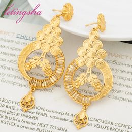 Indian Fashion Earrings Set African Trend Gold Colour Eardrop For Women Statement Jewellery Daily Wear Wedding Party Accessories 240311