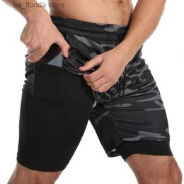 Men's Shorts 2023 Men Sport Shorts Sportswear Double-deck Running Shorts 2 In 1 Beach Bottoms Summer Gym Fitness Training Jogging Short Pants Y240320