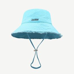 Jacquemes Hat Designer Bucket Hat For Women Luxury Mens Fashion Canvas Denim Beach Hat Casquette Bob Wide Brim Hats Summer Sun Hat With Strap Hat 7112