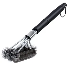 Tools Grill Brush 18 Inch Long Cleaning Grate With 3-Compartment Head For Gas