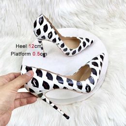 Dress Shoes Sexy Lip Print High Heels Black Pattern 12CM Fashion Single Nightclub Women Stage Pumps Model Show Pointed Toe StilettosS0P8 H240321