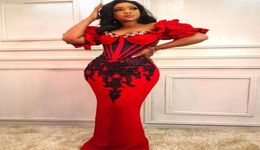African Plus Size Red Evening Dresses sweetheart 2020 Mermaid Appliques Arabic Prom Dresses Woman Party Night Elegant Couture Robe4515149