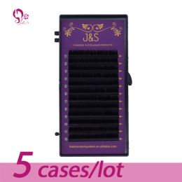Eyelashes J&S 0.03 0.05 0.07 0.10mm Thickness silk eyelashes extensions , C D DD curl,12lines/tray,5trays