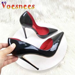 Dress Shoes Plus Size Fashion Celebrity Womens Pumps 12CM Pointed Toe Thin Heel Work Black Simple Style Flight Attendant High Heels H240325