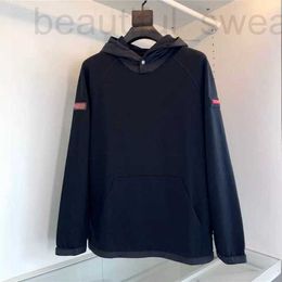 Men's Hoodies & Sweatshirts designer Autumn/Winter Red Label Adhesive Stripe Letter Embroidered Hooded Sweater Versatile for Outwear P Family Triangle Hoodie Coat LE