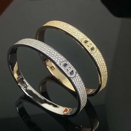 Luxury Jewellery Hemes Bracelet New Kelly Luxury Set Full Diamond Pig Nose Bracelet Letter h Full Sky Star Bracelet Plated 18k Rose Gold