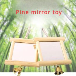 Other Bird Supplies 1 Pcs Parrot Mirror Fun Standing Pine Toy 10 Accessories With Bells Wood Toys