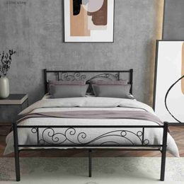 Other Bedding Supplies Metal bed frame foundation with top plate and foot pads frameless spring requires a full platform bed Y240320