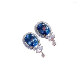 Stud Earrings Fashion Imitation Natural London Blue Topa Stone Ear Female