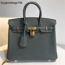 Designer Bags Womens Handbags Original Leather Full Hand Sewing Bag 25cm Seagull Grey Togo Calf Wax Thread Pure Large Capacity