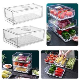Storage Bottles Kitchen Refrigerator Box Drawer-Type Stackable Organiser Cubes Reusable For Food Egg