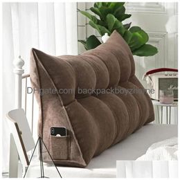 Pillow Real European Removable Bedside Velet Cushion Triangar Bed Backrest For Couple Soft Waist Large Sofa Headboard 231127 Drop Deli Dhbkp