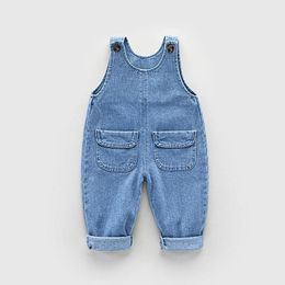 DIIMUU Toddler Baby Clothing Children Boys Overalls Kids Girls Denim Pants Casual Dungarees Trousers Rompers Jumper 15 Years 240307