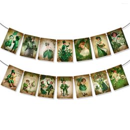 Party Decoration St Patrick's Day Pull Flag Decorations Victorian Style Banners Irish Festival Lucky Straw Theme Setups
