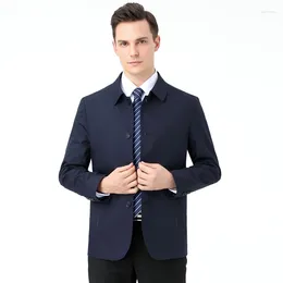 Men's Jackets Jacket Spring And Autumn Bottom Rounded Button Lapel For Men Business Casual Dad's Coat Overcoat