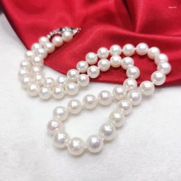 Chains Natural Freshwater Pearl Necklace Christmas Slightly Round Fashion Woman Jewellery White 7.5-8.5mm Girls Luxury Pearls Gift