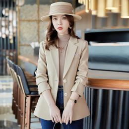 Women's Suits Fashion Spring Fall Woman Midnight Navy Double Button Blazer Slim Coat Office Lady Short Jacket Girl Casual Clothing Bla30