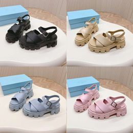 Damen-Sandalen, Designer-Slides, Monolith-Sandalen, Nappaleder-Sandalen, klobige Sandalen, Strandschuhe, bequeme Freizeit-Schaumgummi-weiße schwarze Schuhe mit Box 540