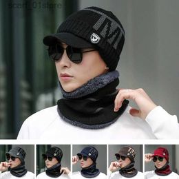 Hats Scarves Sets New Unisex Coral Fleece Winter Beaver Mens C Scarf for Warm and Breathable Wool and Velvet Thickened Mens Fashion Knitted HatC24319