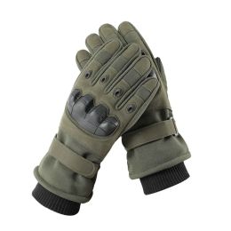 Gloves Men Winter Velvet Tactical Gloves Thickened Warm Gloves Long Finger Touch Screen AntiSlip Full Finger Gloves Ski Gloves Snow