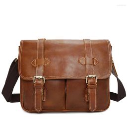 Bag Genuine Leather Real Cowhide Oil Wax Shoulder Crossbody Messenger Travling Camera Casual For Man