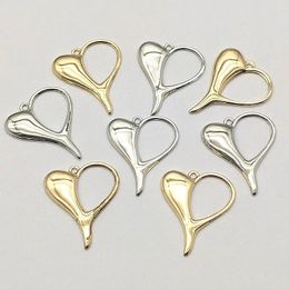 Arrival25x21mm 100pcs Brass Charm HeartShape Pendants For Handmade Necklace Earrings DIY Parts Jewellery Findings Components 240309