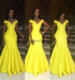 Yellow Evening Dresses 2019 Long A Line OffShoulder Party Dress Backless Floor Length Prom Gowns Special Occasion Dresses5311331