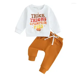 Clothing Sets Toddler Baby Boy Thanksgiving Outfit Gobble Long Sleeve Sweatshirt Turkey Pants Set 2Pcs Clothes