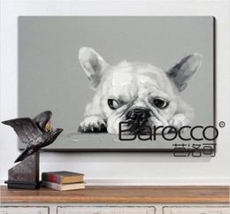 Cute Dog Little Butterfly Hand Painted Animal Oil Painting on Canvas Modern Home Wall Decoration No Framed293k7202093