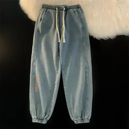 Pantaloni jeans da uomo con stampa per uomo Pantaloni corti da cowboy maschili Harem nero impilato Goth Regular Baggy 2024 Coreano Autunno Trend Xs