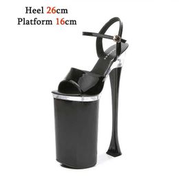 Dress Shoes Voesnees Slippers Women Large Size Female Patent Leather Super High Heels 26cm 2021 New Platform Thin Heel Slides Womens H240321