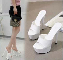 Dress Shoes 8 Color Woman Wedding Sandals 2021Nightclub Sexy High-heeled 15cm Slippers Heels Waterproof Sandal Summer Slides H240321YC7ZJ6G9