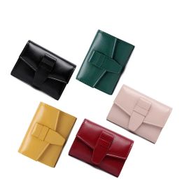 Women Solid Colour Credit Card Holder Small Wallet Cute Fashion PU Leather Mini Coin Purse Female Clutch Short Money Bag