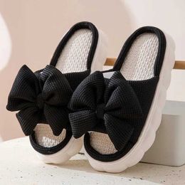 Slippers Women Linen 2023 Cute Rabbit Home Cartoon Soft Indoor Shoes Thick Sole Sandals Summer Milk Cow Couple01RQL7 H240322