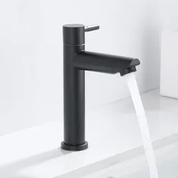 Bathroom Sink Faucets Kitchen Basin Tap Single Cold Water Counter Faucet Universal Matte Black Stainless Steel Part