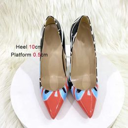 Dress Shoes 2024 Gradient Colour Print High Heels Italy Fashion Evening Party Pumps 12CM Women Pointed Toe Models Gladiator StilettosVNZE H240321