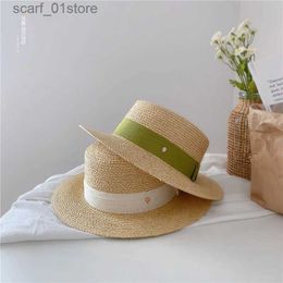 Wide Brim Hats Bucket Hats Natural Str Rowing Machine Womens Flat Hat Summer Beach Flat Top Brim C Ribbon Holiday Party Cheap WomenC24319