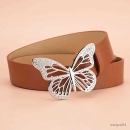 Belts Womens Belt Fashion Butterfly Buckle Belt High quality PU Belt Paired Jeans Skirt Belt Cheap Belt Gift for Girlfriend and Mon