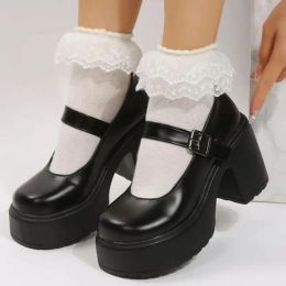 Pumps High Quality Rubber Sole Japanese Style Platform Lolita Shoes Women Vintage Soft Sister Girls Shoes School mary jane shoes white