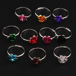 Colorful Little Flower Ring Adjustable Size 100pcs/lot Fresh Band Rings Jewelry DIY NEW R3088/98 269F