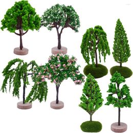 Decorative Flowers 8 Pcs Micro Landscape Tree Desk Decoration Small Mini Sand Table Model Plant Miniature Trees Wood Simulation