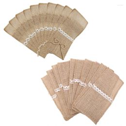 Table Mats 10 Pieces Natural Jute Burlap Cutlery Holders Packaging Fork And Knife Bags