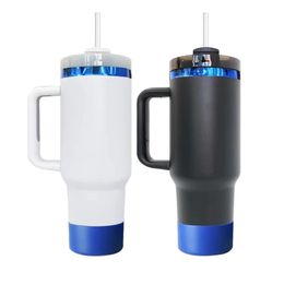 USA warehouse 40oz powder coated laser engraved Royal blue plated insulated Quencher thermos tumbler outdoor travel water bottle coffee mug with silicone bottom