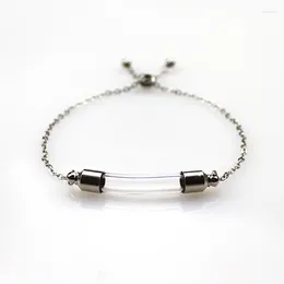 Charm Bracelets 1PC Name On Rice Bracelet Stainless Steel Chain Glass Vial Lucky Openable Screw Cap Woven Memorial Gift
